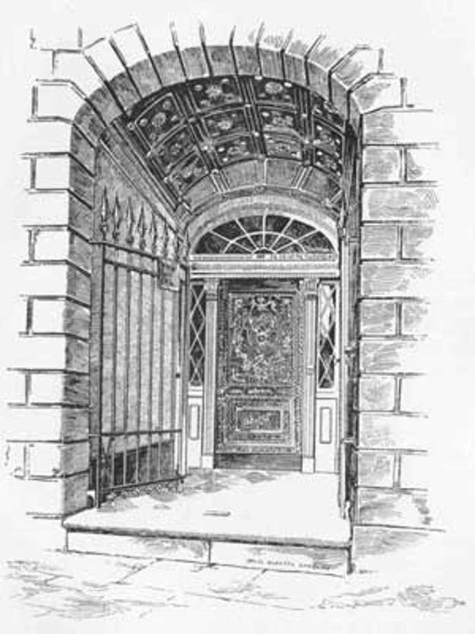 Vchod do sídla rodiny LaLaurie, které se nacházelo na adrese 1140 Royal Street. Vyobrazení pochází z roku 1888, autorem je George Washington Cable
Vchod do sídla rodiny LaLaurie, které se nacházelo na adrese 1140 Royal Street. Vyobrazení pochází z roku 1888, autorem je George Washington Cable