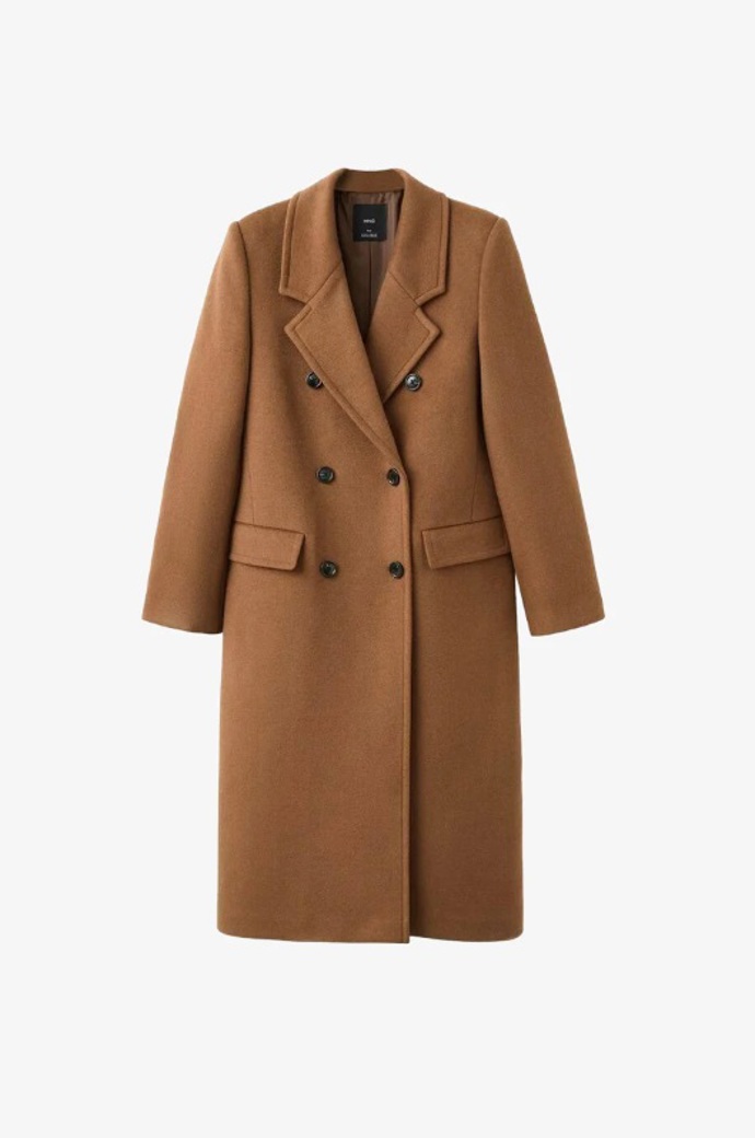 Hnědý vlněný kabát, Mango, 2 999 Kč
