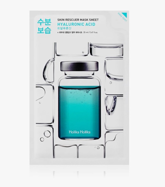 Hydratační plátýnková maska s kyselinou hyaluronovou, Holika Holika, 100 Kč
