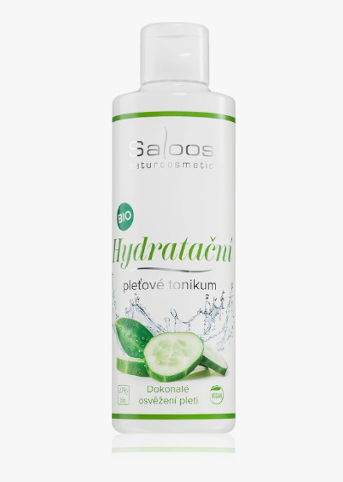 Hydratační pleťové tonikum s okurkou a aloe vera, Saloos, 208 Kč
