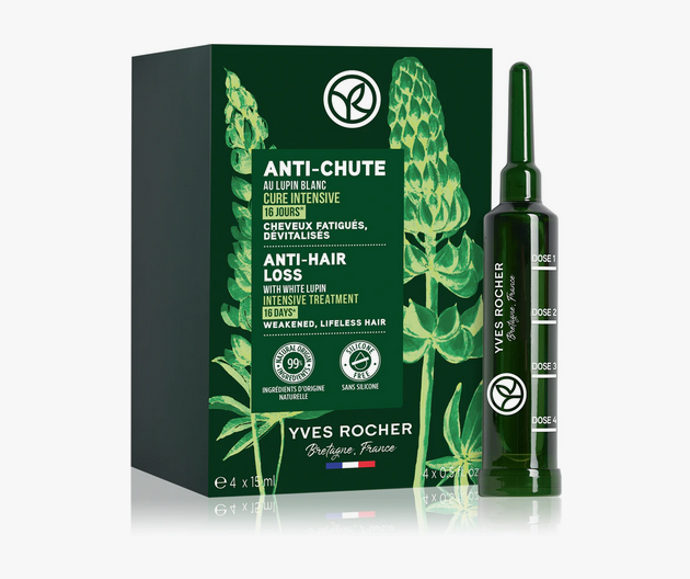 Intenzivní kúra proti vypadávání vlasů Yves Rocher ANTI-CHUTE vyživí vlasové kořínky a posílí tak vlasové vlákno do hloubky. Jeho složení s agave, lupinou bílou a ženšenem zanechá vlasy silnější a zlepší jejich objem. 749 Kč
