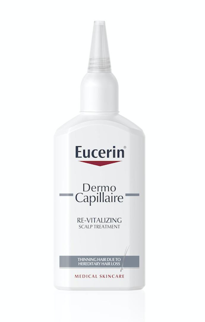 Tonikum proti vypadávání vlasů Eucerin DermoCapillaire Re-Vitalizing Scalp Treatment je ideální prevence proti řídnutí vlasů, které je způsobené genetickou dispozicí a hormonálními vlivy. 
