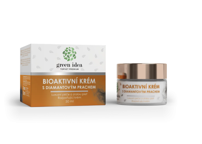 Bioaktivní krém s diamantovým prachem, Green Idea, 398 Kč

Krém pomáhá redukovat vrásky, regeneruje a hydratuje. Pleť je po jeho použití dokonale vyživená, navrátí se jí elasticita a bude nádherně rozjasněná.
