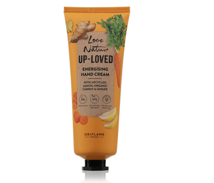Love Nature Up-Loved Upcycled Lemon & Organic Carrot & Ginger hydratační krém na ruce, 93 Kč
