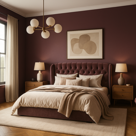 Designéři upozorňují na různé variace hlubších tónů jako burgundy, truffle, hnědé či lososové nebo terrakoty, které do místnost vnáší pocit zázemí. 
