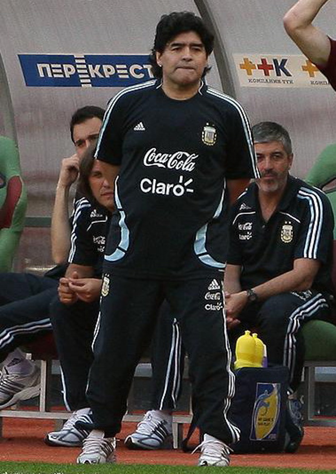 Diego byl také trenérem argentinské reprezentace
Diego byl také trenérem argentinské reprezentace
