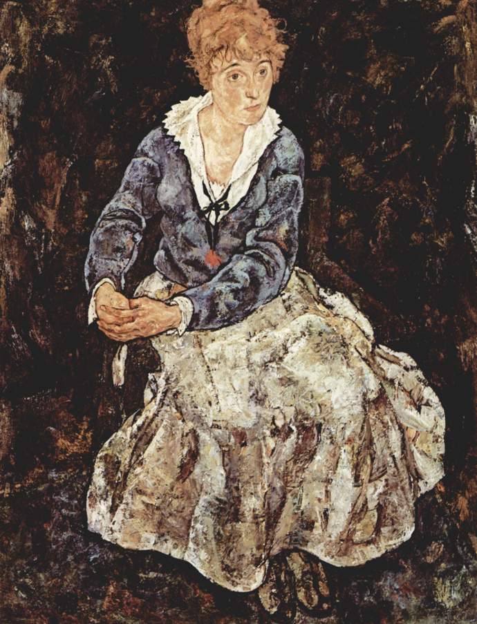 Portrét manželky Edith z roku 1918.
Portrét manželky Edith z roku 1918.