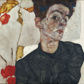 Takto se namaloval sám Egon Schiele. Jeho autoportrét je k vidění v soukromém muzeu moderního umění ve Vídni, které nese název Muzeum Leopoldových.
