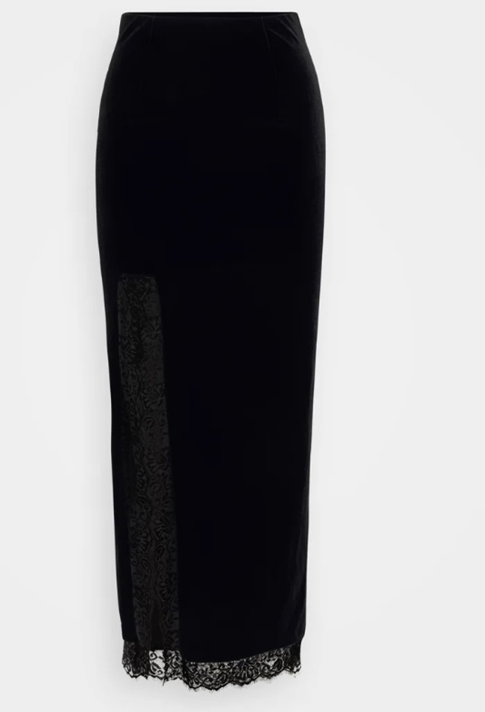 Sametová maxi sukně s krajkou, Gina Tricot, 960 Kč
