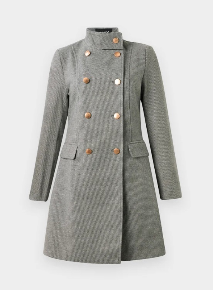 Stylový šedý kabát, ONLY, 1 836 Kč

