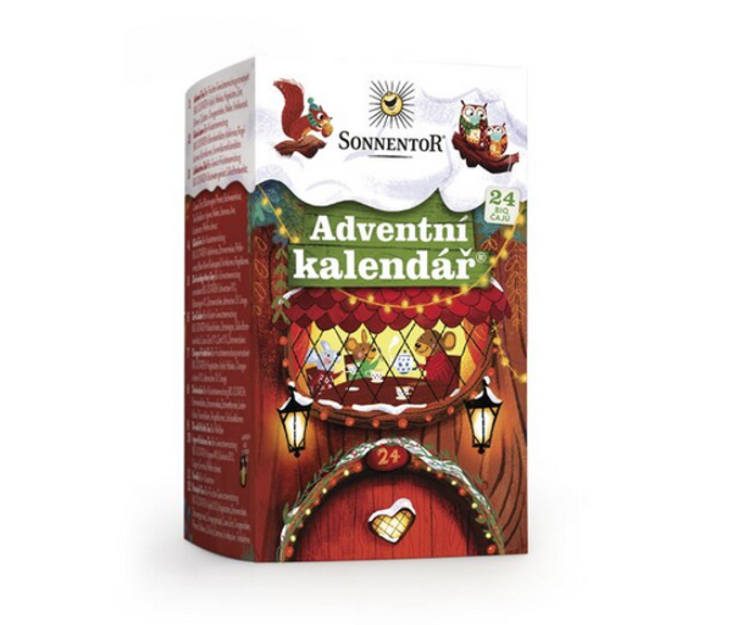 Adventní kalendář, 24 různých druhů čajů bio, 140 Kč
