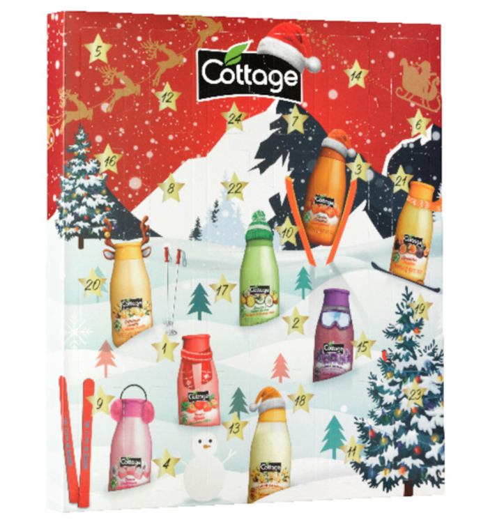 Adventní kalendář francouzské značky COTTAGE obsahuje 24 produktů v cestovní velikosti. Na výběr je ze sprchových mlék a olejů, tělových mlék a peelingů či vlasové péče. 999 Kč
