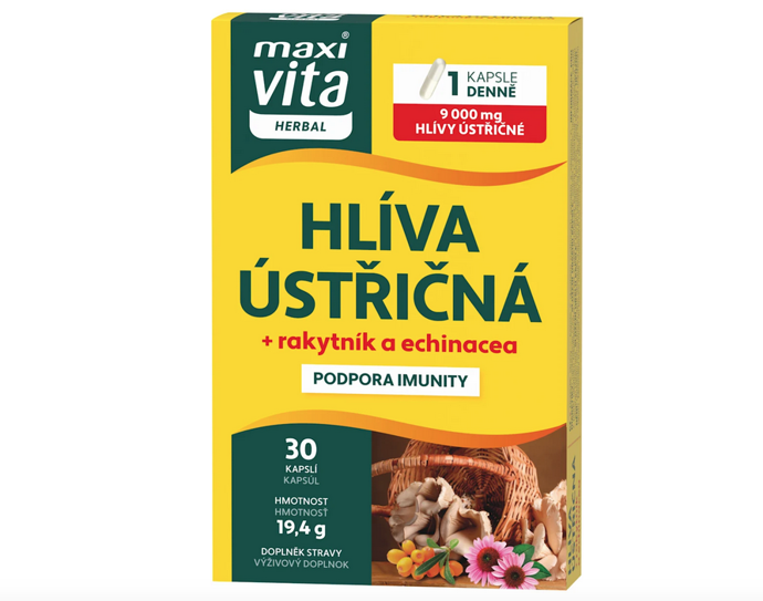 Hlíva ústřičná s rakytníkem a echinaceou obsahuje vysoký podíl přírodního extraktu, který odpovídá 9 000 mg hlívy ústřičné v 1 kapsli. Přírodní extrakt z plodů rakytníku řešetlákového pomáhá podporovat imunitní systém a přirozenou obranyschopnost organismu. Echinacea purpurea, je léčivka, známá svou schopností podporovat obranyschopnost organismu. 104 Kč
