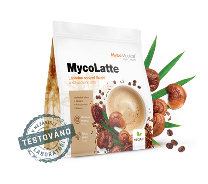 V každém sáčku je instantní káva arabika z Kolumbie, sušené kokosové mléko, sušená rostlinnou alternativa smetany a 1000 mg extraktu Reishi, což odpovídá dvěma tabletám. 590 Kč
