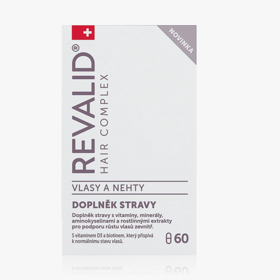 Doplněk stravy Revalid Hair Complex Vlasy a Nehty obsahuje aminokyseliny DL-methionin a L-cystin, které jsou důležité pro tvorbu keratinu, který tvoří až 90 % vlasu. Složení s obsahem vitaminů a minerálů podporuje zdravý růst vlasů i nehtů a při pravidelném používání se můžete těšit na zdravé a lesklé kadeře a pevné nehty. 349 Kč

