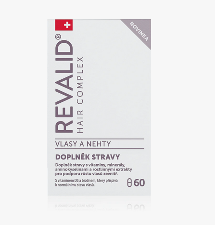 Doplněk stravy Revalid Hair Complex Vlasy a Nehty obsahuje aminokyseliny DL-methionin a L-cystin, které jsou důležité pro tvorbu keratinu, který tvoří až 90 % vlasu. Složení s obsahem vitaminů a minerálů podporuje zdravý růst vlasů i nehtů a při pravidelném používání se můžete těšit na zdravé a lesklé kadeře a pevné nehty. 349 Kč
