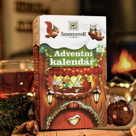 Adventní kalendář Sonnentor, 24 druhů BIO čajů, 140 Kč
