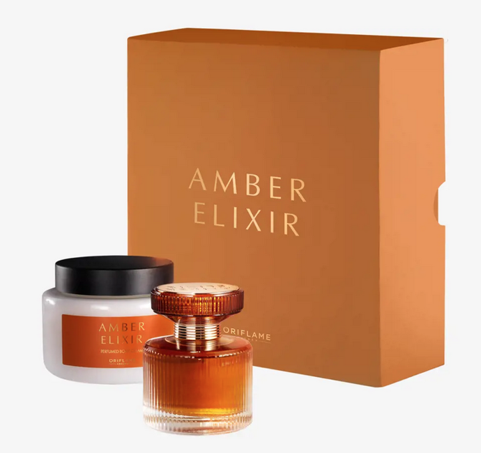 Dárková sada Amber Elixir obsahuje parfémovanou vodu Amber Elixir a tělový krém Amber Elixir, 619 Kč
Dárková sada Amber Elixir obsahuje parfémovanou vodu Amber Elixir a tělový krém Amber Elixir, 619 Kč