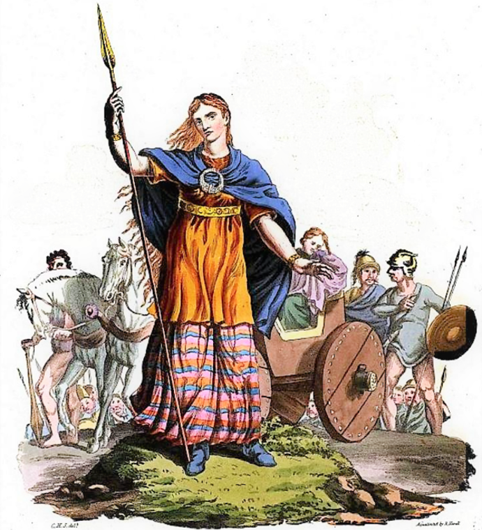 Boudicca, královna kmene Icenů, která odmítla hrát roli poslušné spojenkyně Říma. Místo kompromisů zvolila otevřenou válku.
