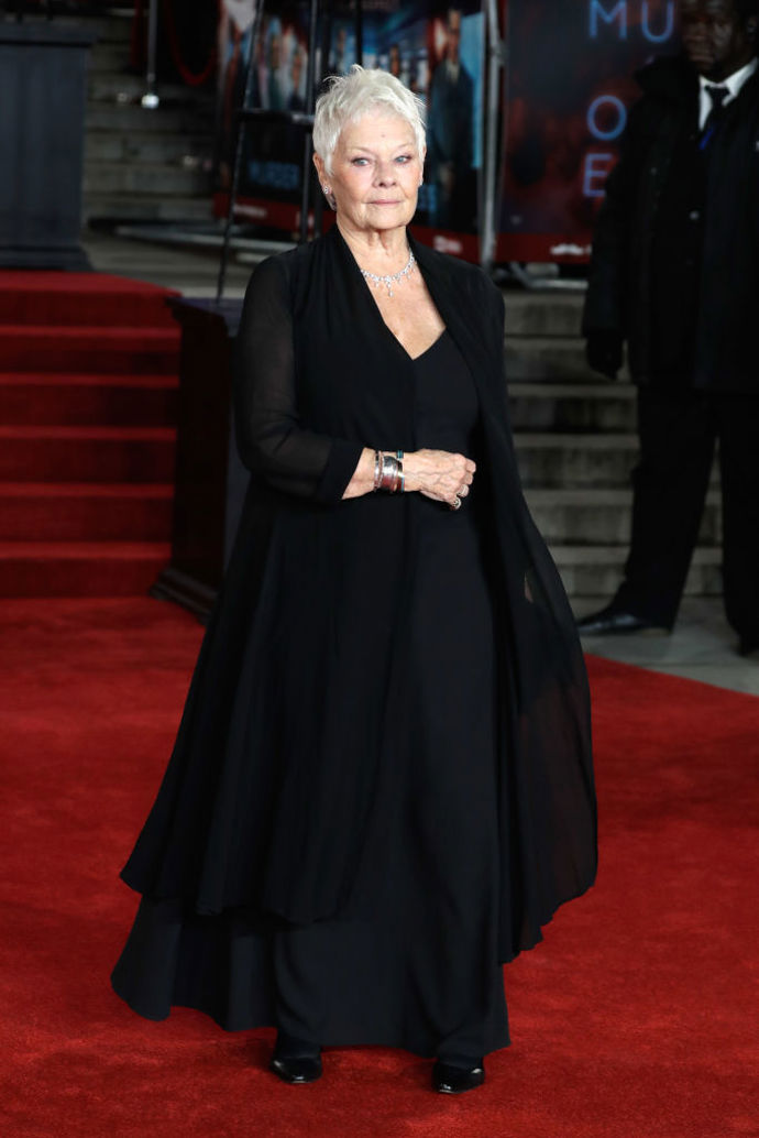 Judi Dench na premiéře filmu Vražda v Orient expresu v roce 2017.
