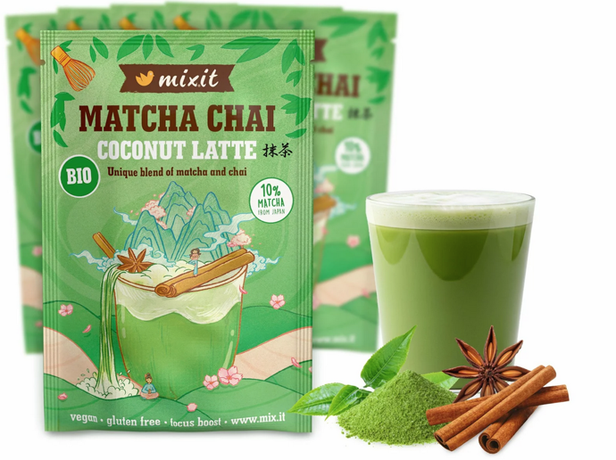 Unikátní spojení japonského čaje matcha v BIO kvalitě, vybraného koření a kokosového mléka. 199 Kč
Unikátní spojení japonského čaje matcha v BIO kvalitě, vybraného koření a kokosového mléka. 199 Kč