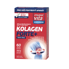 Maxi Vita Exclusive Kolagen forte+ obsahuje kolagenní peptidy,
hydrolyzovaný kolagen typu I a nativní kolagen typu II, ale i vitamin C,
který pomáhá se vstřebáváním i produkcí kolagenu v těle, a také extrakt z Boswellia serrata, který pomáhá udržovat klouby v dobrém stavu.
Cena: 184,90 Kč, nasevitaminy.cz
