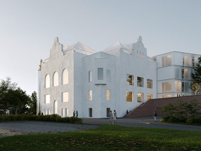 Architektonickou soutěž na novou přístavbu vyhrál tým A8000, který k úkolu přistoupil s respektem a zároveň s odvahou. Historickou budovu vnímá jako silný hlas minulosti, na který navazuje moderní architektonický jazyk.
