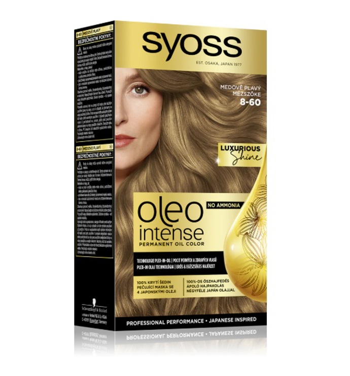 Permanentní barva na vlasy s olejem v odstínu medová blond, Syoss, 149 Kč
