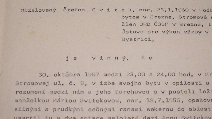 Spis z procesu Štefana Svitka.
Spis z procesu Štefana Svitka.