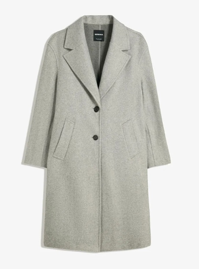 Vlněný kabát, Bershka, 594 Kč
