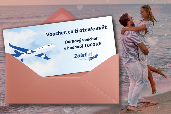 Darujte své lásce poukaz na letenky od Zaletsi.cz. Ke svátku zamilovaných darujte společný zážitek. Poukaz na letenky od Zaletsi.cz je pozvánkou na romantický útěk ve dvou, ať už pod palmy, do hor nebo evropských metropolí. Nejkrásnější vzpomínky totiž vznikají při společném cestování, tak si Den svatého Valentýna zpestřete výletem, na který budete ještě dlouho vzpomínat.
Darujte své lásce poukaz na letenky od Zaletsi.cz. Ke svátku zamilovaných darujte společný zážitek. Poukaz na letenky od Zaletsi.cz je pozvánkou na romantický útěk ve dvou, ať už pod palmy, do hor nebo evropských metropolí. Nejkrásnější vzpomínky totiž vznikají při společném cestování, tak si Den svatého Valentýna zpestřete výletem, na který budete ještě dlouho vzpomínat.