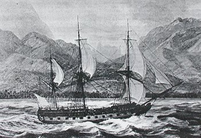 Válečná plachetnice Boudeuse a trojstěžník Étoile vypluly v prosinci 1766 z Bretaně.
Válečná plachetnice Boudeuse a trojstěžník Étoile vypluly v prosinci 1766 z Bretaně.