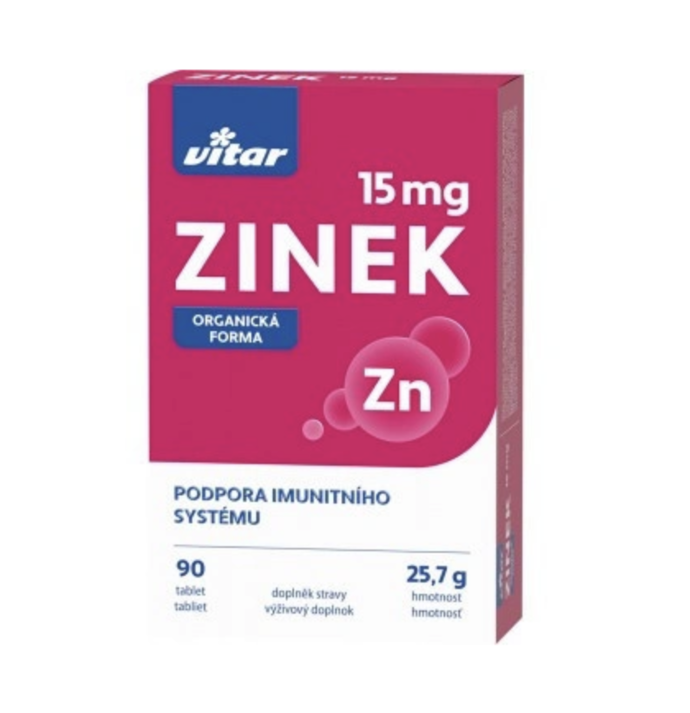 Vitar Zinek (90 tbl.), 73 Kč
Posilujte nejen imunitu příjmem zinku v polykacích tabletách. Zinek je pro náš organizmus nepostradatelný. Tělo si jej však nedokáže samo vyrobit, proto je třeba mu ho neustále dodávat.
Vitar Zinek (90 tbl.), 73 Kč
Posilujte nejen imunitu příjmem zinku v polykacích tabletách. Zinek je pro náš organizmus nepostradatelný. Tělo si jej však nedokáže samo vyrobit, proto je třeba mu ho neustále dodávat.
