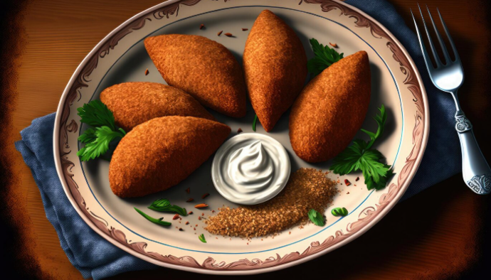 Kibbeh
Kibbeh je považován za národní jídlo Libanonu a Sýrie. Připravuje se z mletého masa (nejčastěji jehněčího), bulguru a koření. Může být smažené, pečené nebo dokonce podávané syrové a obvykle se jí s jogurtem, salátem a plackami.
