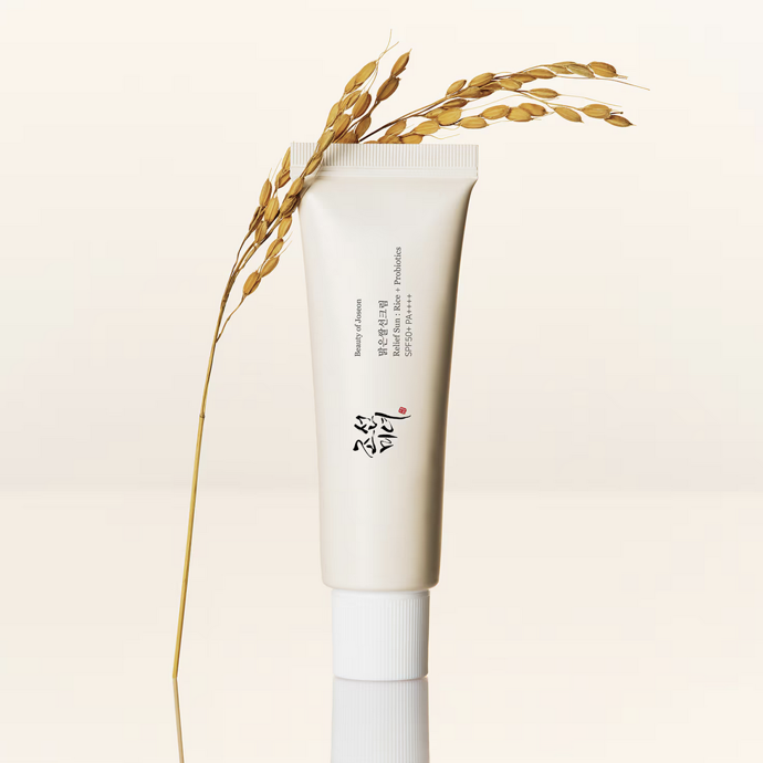 BEAUTY OF JOSEON  Relief Sun: Rice + Probiotics SPF50+ Opalovací krém s rýží a probiotiky, 440 Kč 

