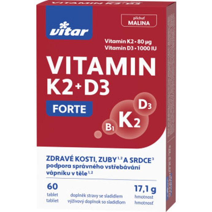 Vitar Vitamin K2 + D3 Forte, 189 Kč

S přibývajícím věkem může docházet k úbytku kostní hmoty, a proto je vhodné potravu obohatit o látky, které pomáhají udržet správnou hladinu vápníku nejen v kostech, ale i v krvi. Mezi takové patří i kombinace vzájemně se doplňujících vitaminů K2 a D3, jež jsou pro zdraví celého organizmu velmi prospěšné.

www.vitar.cz
