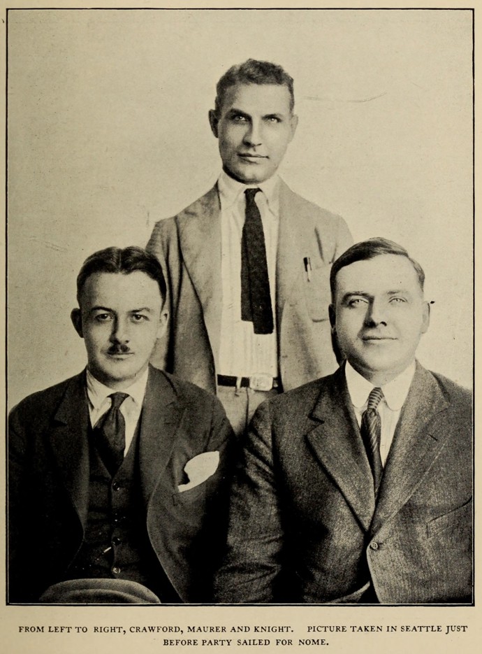 Crawford, Maurer a Knight. Fotografie pořízená v Seattlu před vyplutím výpravy
Crawford, Maurer a Knight. Fotografie pořízená v Seattlu před vyplutím výpravy