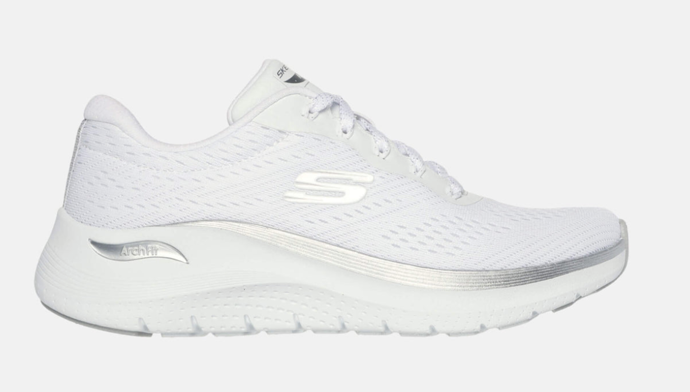 Dámské bílo-stříbrné tenisky Skechers Arch Fit 2.0, 1799 Kč
