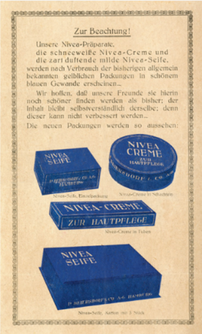 Jedna z historických reklam na oblíbený "modrý krém"
Jedna z historických reklam na oblíbený "modrý krém"