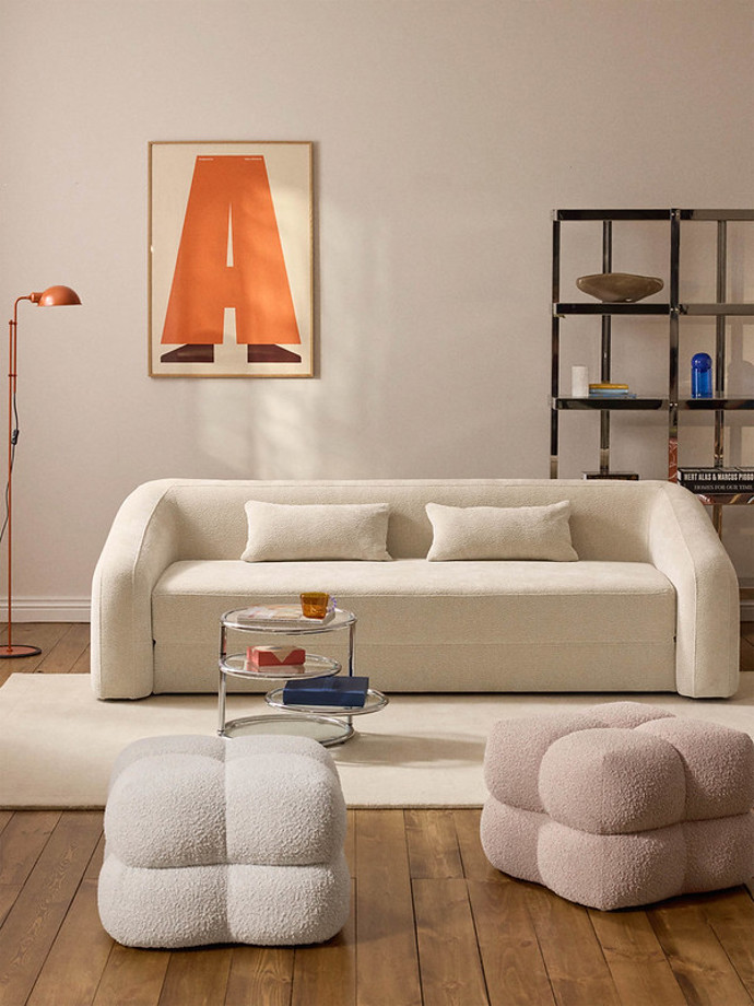 Bouclé čalouněný taburet Ellie, 3 649 Kč, Westwing Collection
