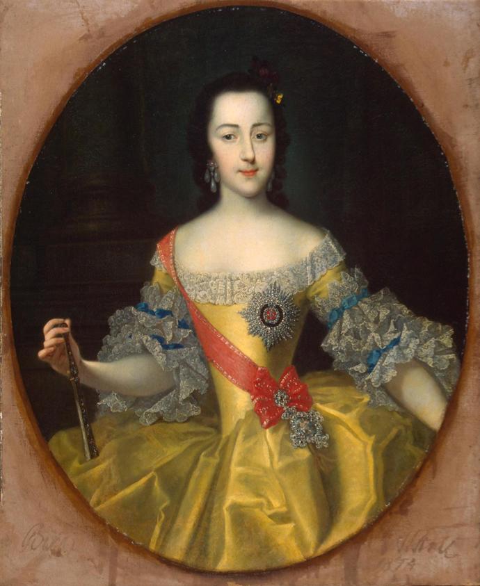 Kateřina na obraze Georg Christoph Grootha z roku 1745.
Kateřina na obraze Georg Christoph Grootha z roku 1745.