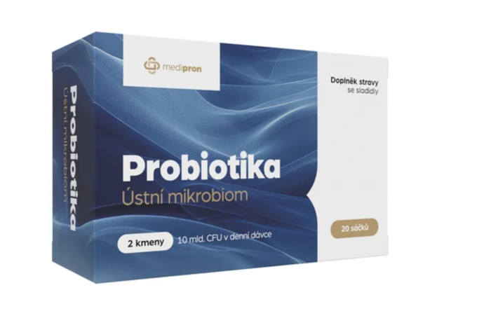 Probiotika Ústní mikrobiom s brusinkovou příchutí kombinuje 2 probiotické kmeny, prebiotika a vitamín C. 336 Kč

