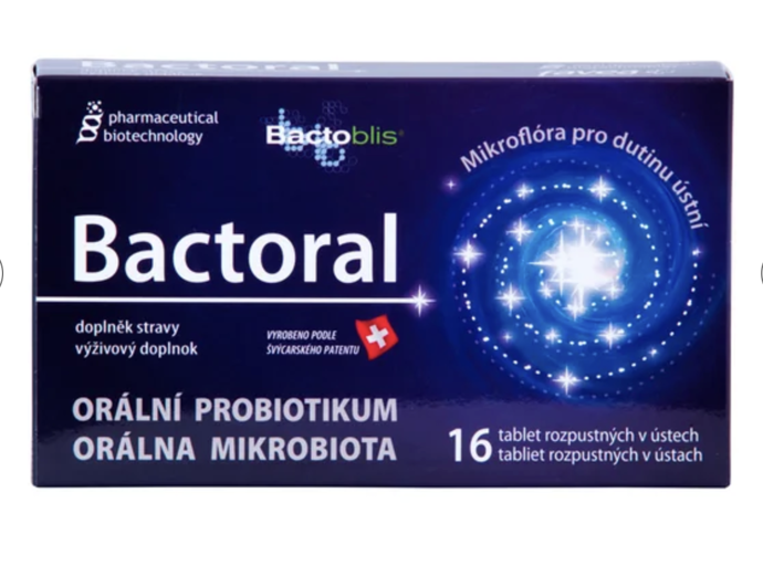 Bactoral je doplněk stravy v podobě orálního probiotika, které slouží k doplnění přátelské mikroflóry krku, dutiny ústní a středouší. 499 Kč
