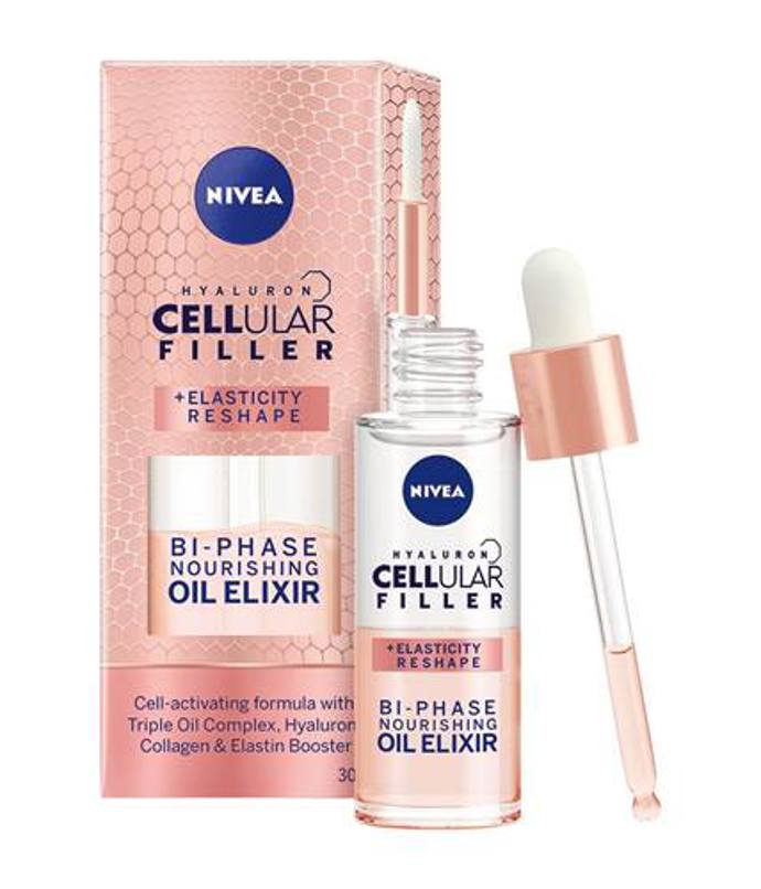 Dvoufázový olejový elixír Hyaluron Cellular Filler + Elasticity‐Reshape (NIVEA, 30 ml, 470 Kč). Redukuje vrásky a dodává pocit litinového efektu. Pleť vypadá zářivě a je pružnější. Pro ještě lepší výsledky aplikujte sérum pod denní a noční krém.
Dvoufázový olejový elixír Hyaluron Cellular Filler + Elasticity‐Reshape (NIVEA, 30 ml, 470 Kč). Redukuje vrásky a dodává pocit litinového efektu. Pleť vypadá zářivě a je pružnější. Pro ještě lepší výsledky aplikujte sérum pod denní a noční krém.