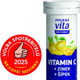 Maxi Vita Vitamin C + zinek + šípek, www.nasevitaminy.cz, 44,90 Kč
Volba spotřebitelů – Nejlepší novinka 2025
Nové šumivé vitaminy s vlákninou a přírodní ovocnou složkou s příchutí citronu podporují obranyschopnost organizmu díky obsahu vitaminu C, zinku a šípku. Zinek je účinný antioxidant, který pomáhá činnosti imunitního systému. Stejně jako šípek, který je ceněný pro vysoký obsah vitaminu C a podporu obranyschopnosti. Tablety jsou bez cukru.
Maxi Vita Vitamin C + zinek + šípek, www.nasevitaminy.cz, 44,90 Kč
Volba spotřebitelů – Nejlepší novinka 2025
Nové šumivé vitaminy s vlákninou a přírodní ovocnou složkou s příchutí citronu podporují obranyschopnost organizmu díky obsahu vitaminu C, zinku a šípku. Zinek je účinný antioxidant, který pomáhá činnosti imunitního systému. Stejně jako šípek, který je ceněný pro vysoký obsah vitaminu C a podporu obranyschopnosti. Tablety jsou bez cukru.