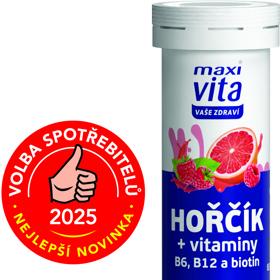 Maxi Vita Hořčík + vitaminy B6, B12 a biotin
Zmírněte únavu a vyčerpání pravidelným příjmem hořčíku a vitaminů B6, B12 a biotinu ve formě šumivých tablet s vynikající příchutí grepu a maliny. Hořčík podporuje nervový a svalový systém a pomáhá snížit míru únavy a vyčerpání. Podobně jako vitamin B12. Biotin (vitamin B7) a vitamin B6 podporují energetický metabolismus a správnou činnost nervové soustavy. Bez cukru.
Cena: 44,90 Kč
www.nasevitaminy.cz
Maxi Vita Hořčík + vitaminy B6, B12 a biotin
Zmírněte únavu a vyčerpání pravidelným příjmem hořčíku a vitaminů B6, B12 a biotinu ve formě šumivých tablet s vynikající příchutí grepu a maliny. Hořčík podporuje nervový a svalový systém a pomáhá snížit míru únavy a vyčerpání. Podobně jako vitamin B12. Biotin (vitamin B7) a vitamin B6 podporují energetický metabolismus a správnou činnost nervové soustavy. Bez cukru.
Cena: 44,90 Kč
www.nasevitaminy.cz