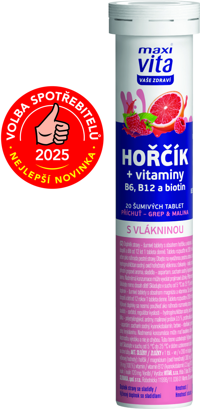 Maxi Vita Hořčík + vitaminy B6, B12 a biotin

Zmírněte únavu a vyčerpání pravidelným příjmem hořčíku a vitaminů B6, B12 a biotinu ve formě šumivých tablet s vynikající příchutí grepu a maliny. Hořčík podporuje nervový a svalový systém a pomáhá snížit míru únavy a vyčerpání. Podobně jako vitamin B12. Biotin (vitamin B7) a vitamin B6 podporují energetický metabolismus a správnou činnost nervové soustavy. Bez cukru.

Cena: 44,90 Kč
www.nasevitaminy.cz
