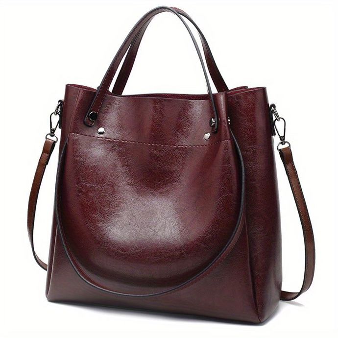Dámská kožená tote taška v retro stylu, velká, bordó, Vuci, 729 Kč
