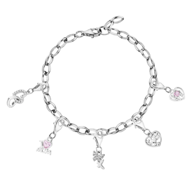 Stříbrný náramek charms - sada - srdce, máma, motýl, láska
