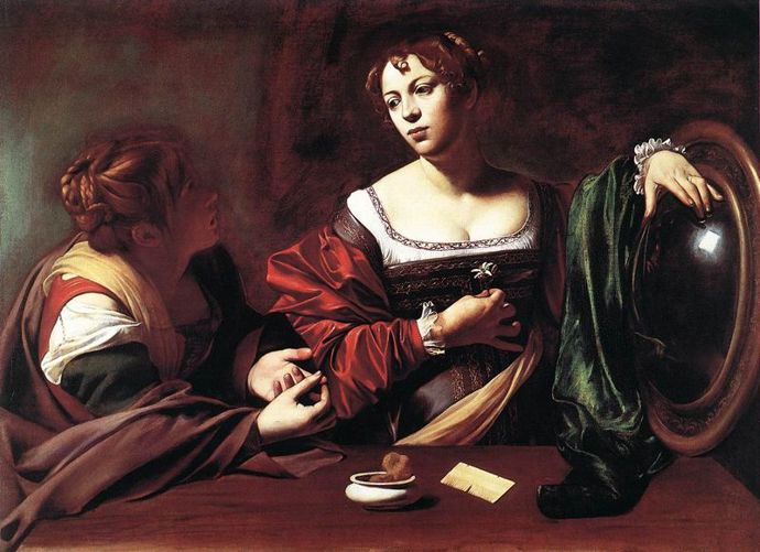 Caravaggiův obraz Marta a Marie je další ukázkou toho, jak o sebe ženy i s omezenými možnostmi pečovaly
Caravaggiův obraz Marta a Marie je další ukázkou toho, jak o sebe ženy i s omezenými možnostmi pečovaly